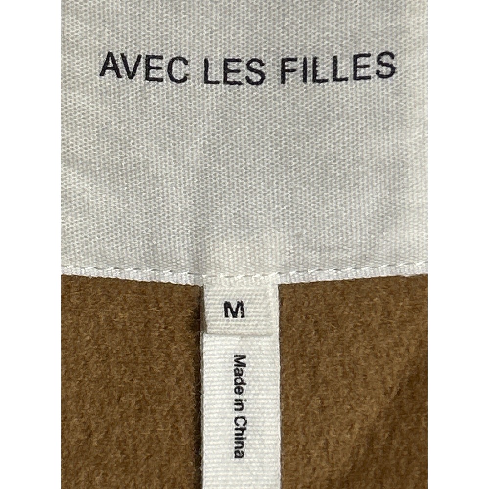 Avec Les Filles Camel Brown Cropped Trucker Jacket Wool Blend Women's Size M - Picture 11 of 12